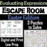 Evaluating Algebraic Expressions Game: Escape Room Easter 