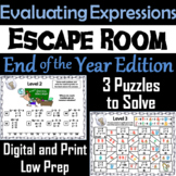 Evaluating Algebraic Expressions Game: Escape Room End of 