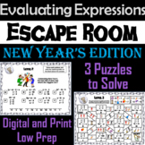 Evaluating Algebraic Expressions Game: Escape Room New Yea