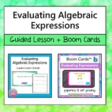 Evaluating Algebraic Expressions Guided Lesson and Boom Ca