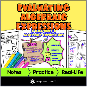 Preview of Evaluating Algebraic Expressions Guided Notes & Doodles | Order of Operations