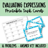 Evaluating Algebraic Expressions - Printable Task Cards 