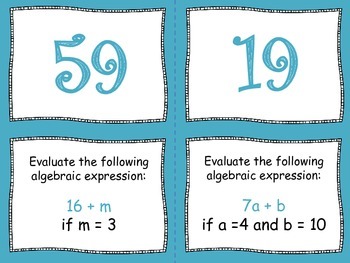 Preview of Evaluating Algebraic Expressions Scavenger Hunt 6.EE.2