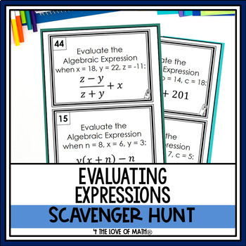 Preview of Evaluating Algebraic Expressions: Scavenger Hunt