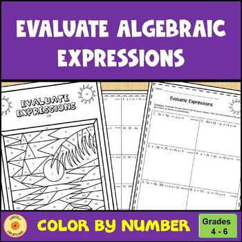 Preview of Evaluating Algebraic Expressions with 2 Variables Color By Number