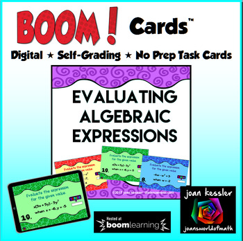 Preview of Evaluating Algebraic Expressions with BOOM Cards