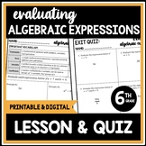 Evaluating Algebraic Expressions with Substitution Lesson,