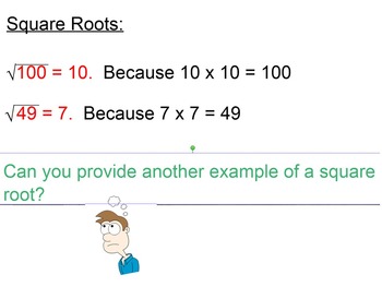 Preview of Evaluating, Approximating, and Simplifying Square Roots