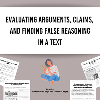 Preview of Evaluating Arguments Claims in a Text - Reading CCSS Rl.9-10.8  Rl.8.8 SPED