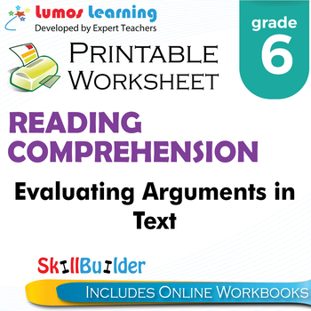 Preview of Evaluating Arguments in Text Printable Worksheet, Grade 6