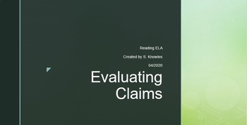 Preview of Evaluating Claims/Analyzing Arguments