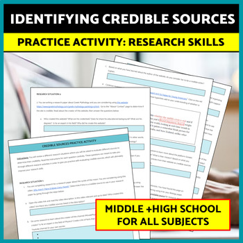 Preview of Evaluating Credible Sources, Website Evaluation Activity, Research Skills, ELA