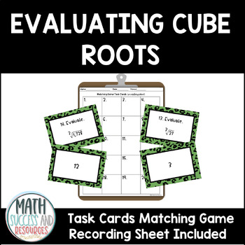 Preview of Evaluating Cube Roots Task Cards Matching Game