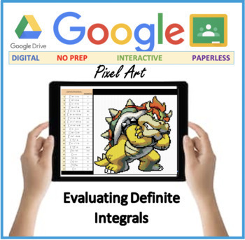 Preview of Evaluating Definite Integrals Pixel Art - GOOGLE SHEETS - DIGITAL ACTIVITY