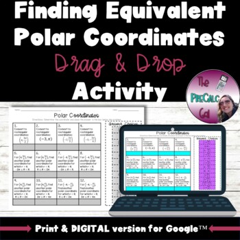 Preview of Evaluating Equivalent Polar Coordinates Drag & Drop Activity