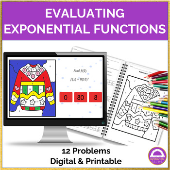 Preview of Evaluating Exponential Functions Color by Number | Digital and Printable