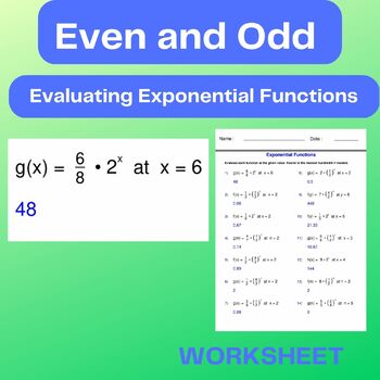 Preview of Evaluating Exponential Functions - Exponents  Worksheets -Evaluate function