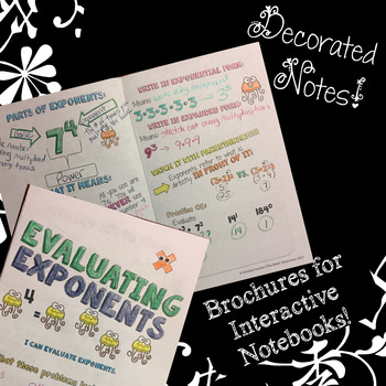 Preview of Evaluating Exponents - Decorated Notes Brochure for Interactive Notebook