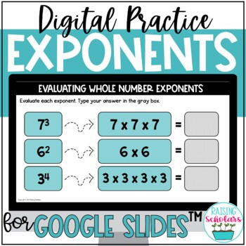 Preview of Evaluating Exponents Expressions Digital Practice Google Digital Learning