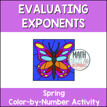 Preview of Evaluating Exponents Spring Insect Math Color by Number Activity