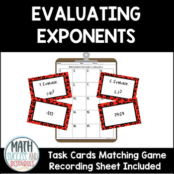 Preview of Evaluating Exponents with Integers and Decimals Matching Game