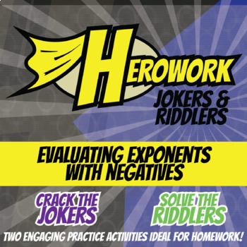 Preview of Evaluating Exponents with Negatives Printable Activities - Herowork Worksheets