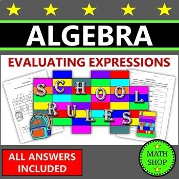 Preview of Evaluating Expressions 6th Grade Math Coloring Activities Algebra FREEBIE