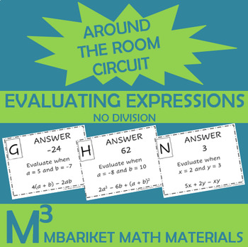 Preview of Evaluating Expressions Around the Room Circuit / Scavenger Hunt (No Division)