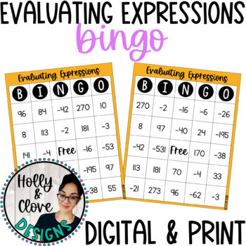Evaluating Expressions BINGO - Digital & Print Versions - NO PREP Game