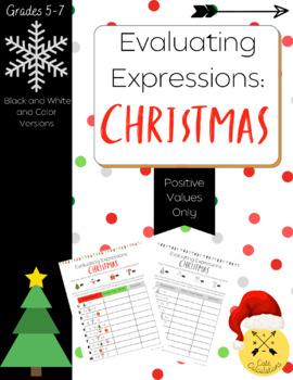 Preview of Evaluating Expressions Christmas Edition