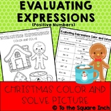 Evaluating Expressions Color by Number - Christmas Theme M