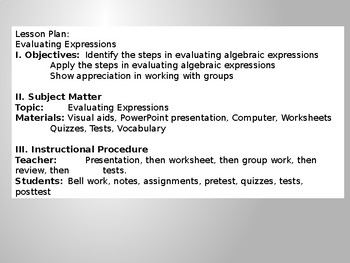 Preview of Evaluating Expressions - Complete Lesson