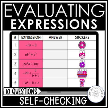 Preview of Evaluating Expressions Order of Operations Activity 
