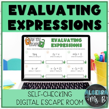 Preview of Evaluating Expressions Digital Escape Room Activity
