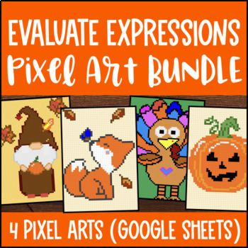 Preview of Evaluating Numerical & Algebraic Expressions Pixel Art | Substitution PEMDAS