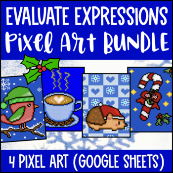 Preview of Evaluating Expressions Digital Pixel Art BUNDLE | Numerical & Algebraic
