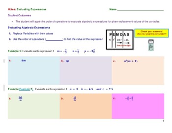 Preview of Evaluating Expressions: Interactive Guided Notes