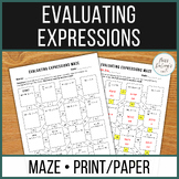 Evaluating Expressions Maze Print Version