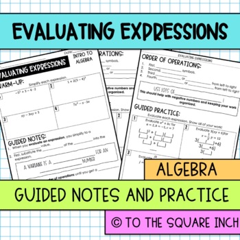 Preview of Evaluating Expressions Notes & Practice | Evaluating Expression Digital Resource