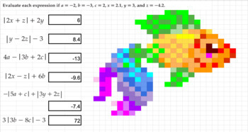 Preview of Evaluating Expressions Pixel Art (Digital Google Drive)