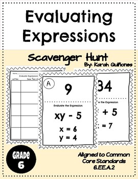 Preview of #summersensations Evaluating Algebraic Expressions Activity Scavenger Hunt