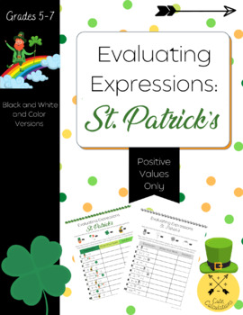 Preview of Evaluating Expressions St. Patrick's Edition