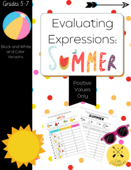 Preview of Evaluating Expressions Summer Edition