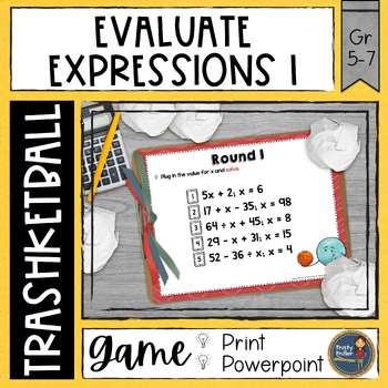 Preview of Evaluating Expressions Trashketball Math Game