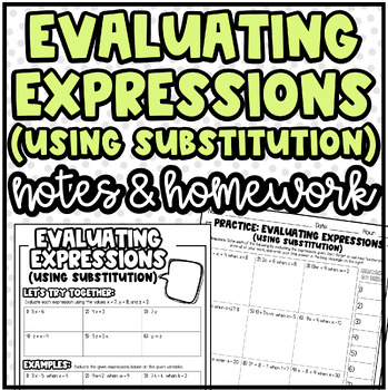 Preview of Evaluating Expressions | Notes and Practice or Homework