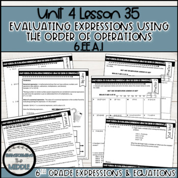 Preview of Evaluating Expressions Using the Order of Operations | 6th Grade Math