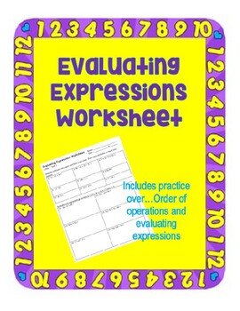 Evaluating Expressions Worksheet by Anything Algebra | TpT