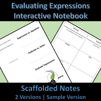 Preview of Evaluating Expressions and Distributive Property Interactive Notebook