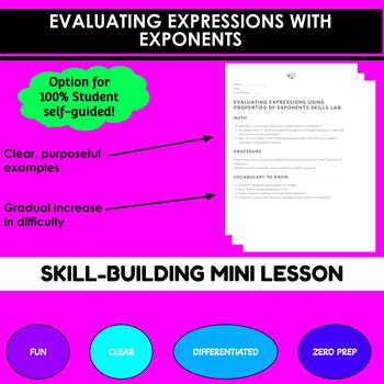 Preview of Evaluating Expressions with Exponents Mini Lesson