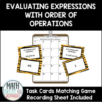 Preview of Evaluating Expressions Using the Order of Operations Matching Game